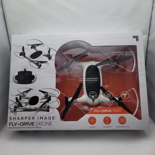 Rechargeable dual-function vehicle drone in retail box packaging
