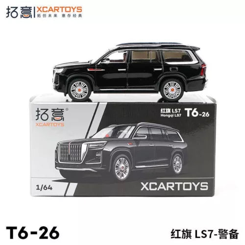 Black XCarToys 1:64 diecast model SUV, T6-26, front and side view on box