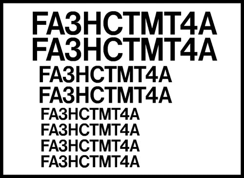 Drone registration number decal sheet with black alphanumeric codes