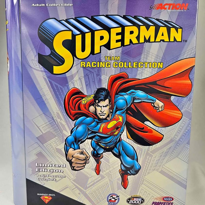 Superman Team Racing Collection diecast set box, colorful logo and Superman artwork