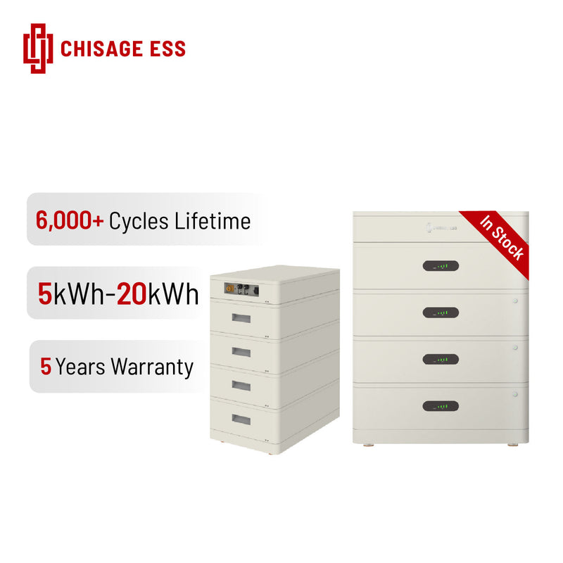 LiFePO4 battery pack, stacked white modules with control panel