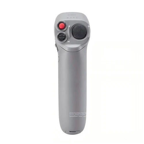 DJI motion controller with red button and speaker grille, gray handheld device