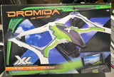 Ready-to-fly FPV camera drone, white frame with green accents and front screen