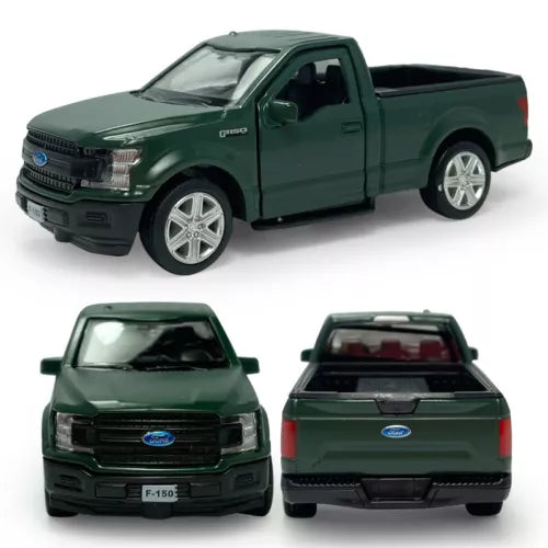 Ford green 1:36 scale diecast pickup toy truck with wheels and open bed
