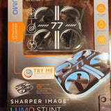 Drone retail box with Sharper Image branding, protective body and TRY ME features