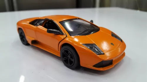 Orange 1/36 diecast toy car model with black wheels and vents
