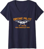 Drone Pilot If I Duck You Should Too - Funny Rc Ladies' V-Neck Tshirt Drone