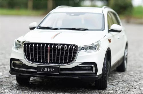 HongQi HS7 SUV diecast model car, white, front grille and headlights