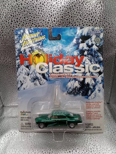Green 1:64 diecast holiday classic car ornament in retail blister packaging