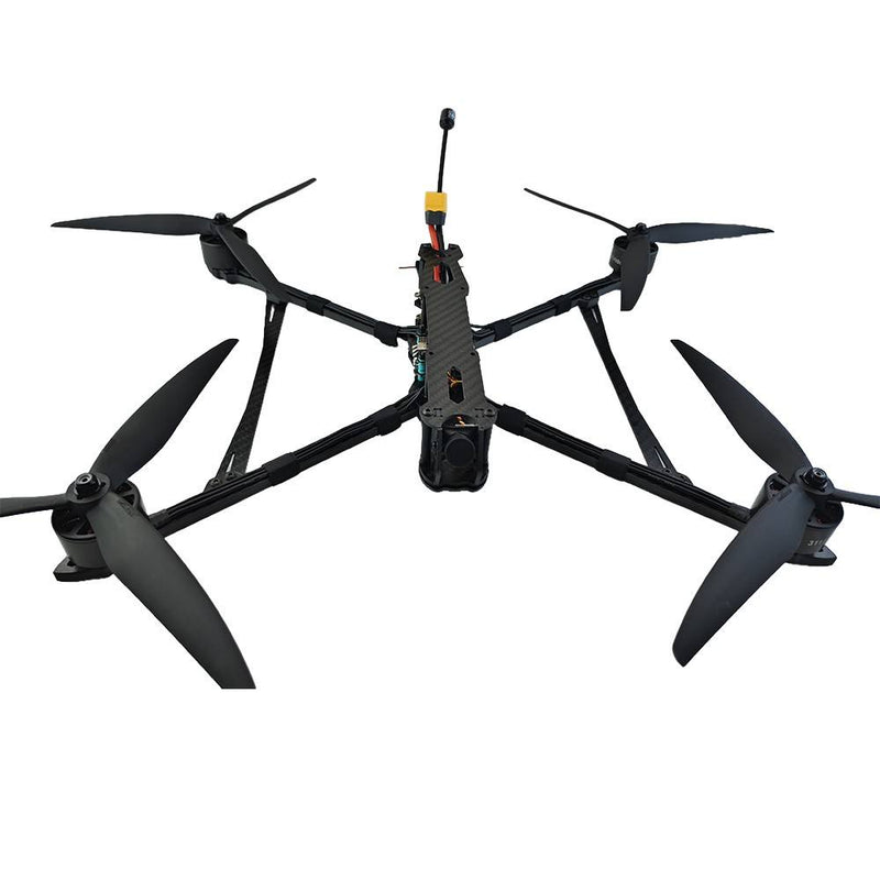 10-inch FPV racing drone quadcopter with four propellers and antennas