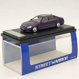 Purple diecast Mercedes S-Class sedan model on Street Warrior display box, 1/64 scale