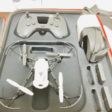Drone case set with gray protective shell holding a white quadcopter and controller