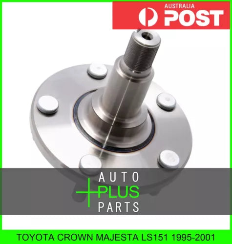Metal diecast car wheel hub with attached axle shaft and mounting studs