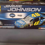 NASCAR diecast race car model in box, blue and yellow #48 car