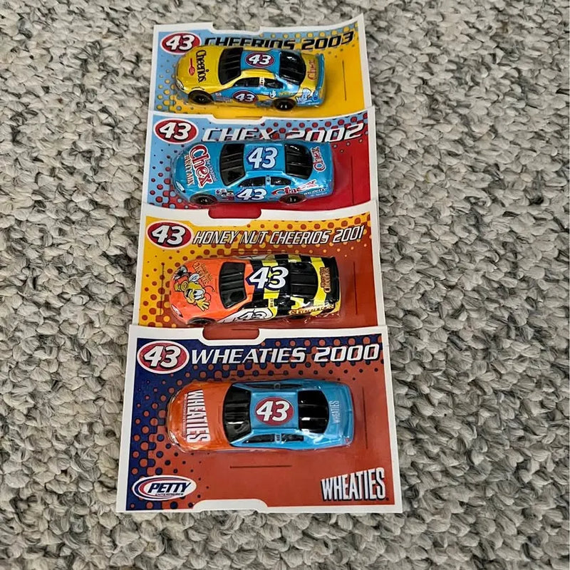 Four-pack NASCAR diecast cars in blister packaging, #43 Petty