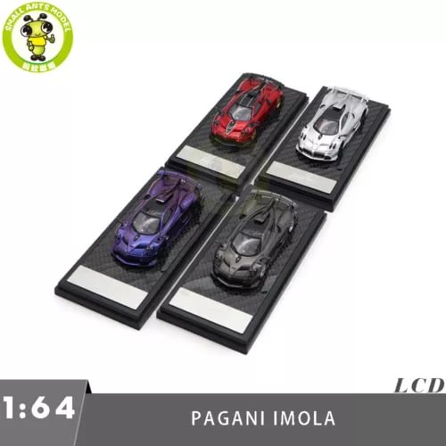 1:64 Pagani Imola diecast car set with four supercar models: red, white, purple, black
