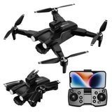 Dual camera quadcopter drone with four propellers and remote controller and display