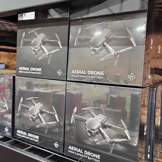 Yakima WA drone retail box with aerial drone battery label and drone illustrations