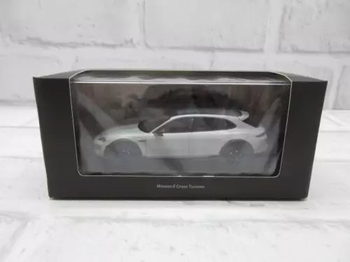 1/43 diecast model car in box, white Porsche Mission E Cross Turismo replica