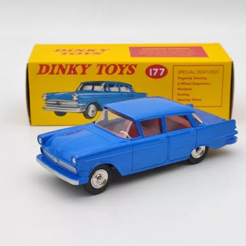 Blue 1:43 diecast Opel Captain Met model car with windowed body and box