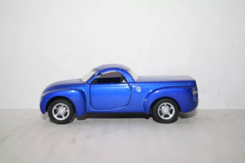 Maisto 1:36 blue 2000 Chevy SSR diecast pickup truck model, side view
