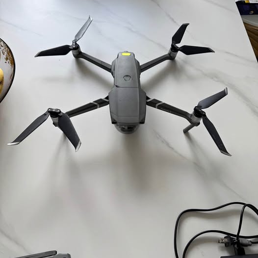 DJI Mavic Pro 2 drone with four gray propellers and body, top view