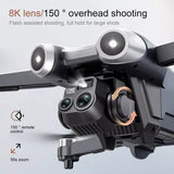Dual-camera drone with two front lenses and compact gimbal-style camera mount