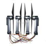 RC quadcopter motor arms with propellers and wiring harness