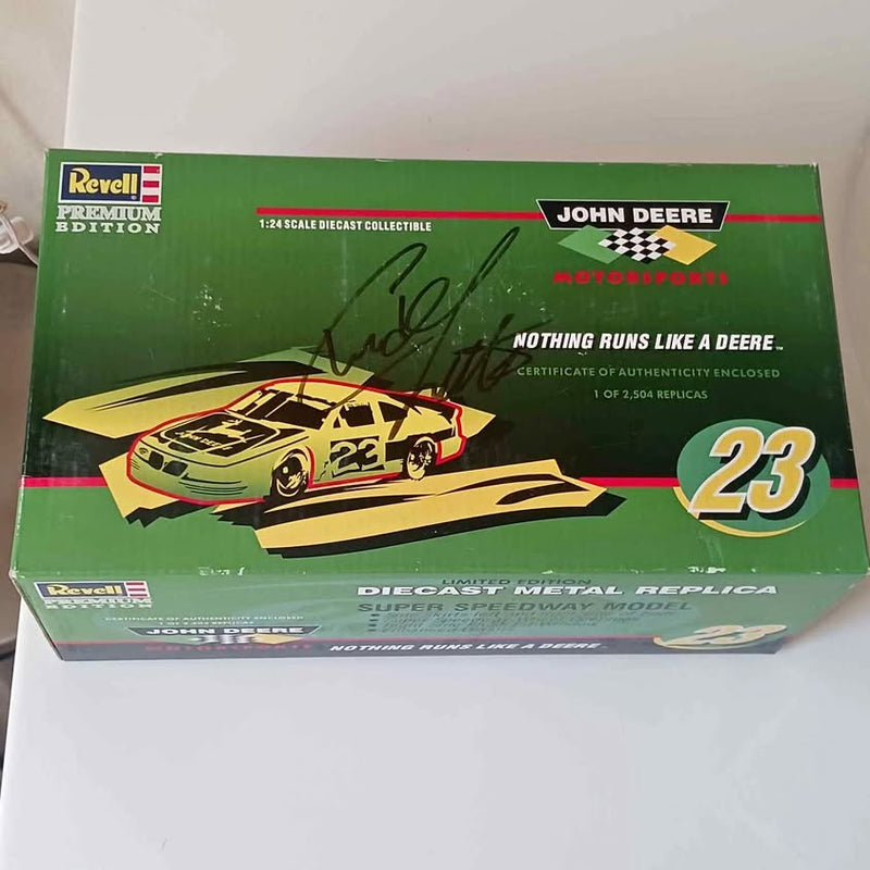 Diecast metal replica tractor model in branded John Deere box, #23
