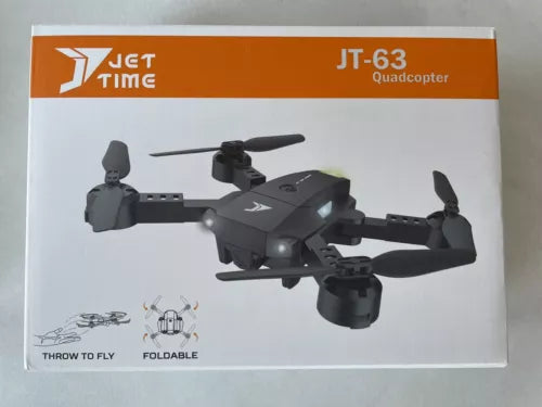 Jet Time JT-63 foldable mini quadcopter drone with four rotors, dark gray