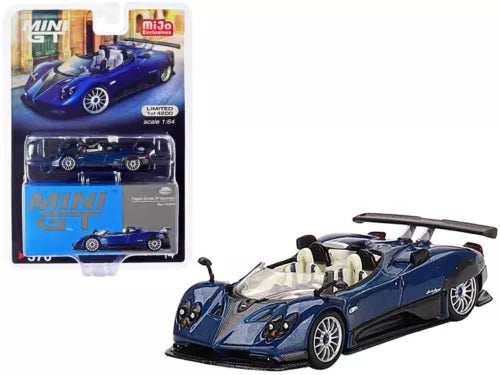 Mini GT Pagani Zonda HP Barchetta blue convertible diecast model, 1/64 scale