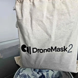 Beige fabric pouch with DroneMask2 logo