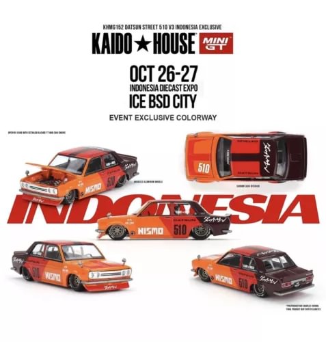 Orange and black diecast Datsun Street 510 V3 model cars, event exclusive