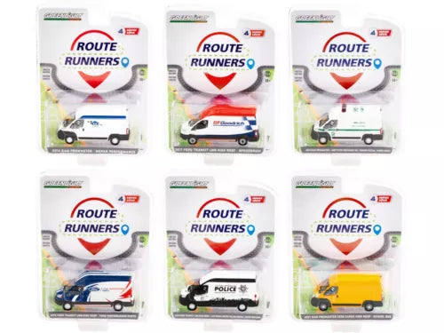 Route Runners diecast van set of 6, 1:64, in individual blister packaging