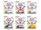 Route Runners diecast van set of 6, 1:64, in individual blister packaging