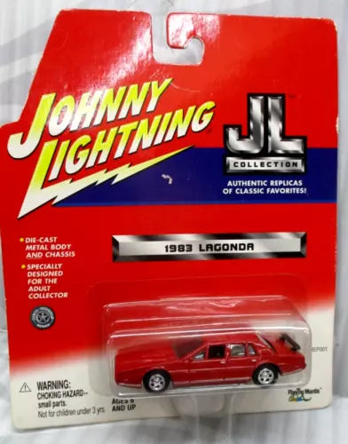 Red 1983 Lagonda diecast car model with packaging, 1/64 scale