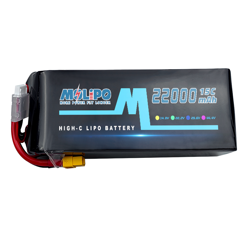 Molipo 6S LiPo battery 22000mAh, black pack with red connector leads