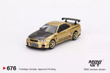 MINI GT 1:64 SKVLINE GT-R (R34) Top Secret Gold Diecast Model Car Toy