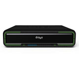 Drobo Mini storage array, black with green and blue LED accents and front ports