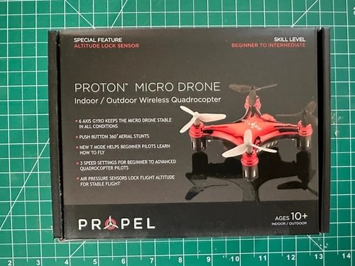 Propel micro drone indoor/outdoor wireless quadcopter box with drone graphic