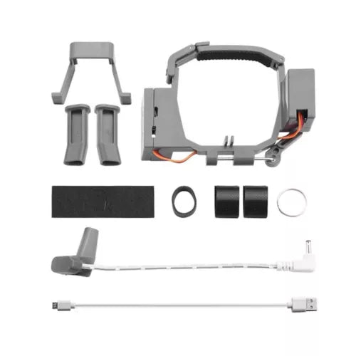 Drone delivery device dispenser thrower accessory kit with gray, black, and white parts