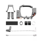 Drone delivery device dispenser thrower accessory kit with gray, black, and white parts