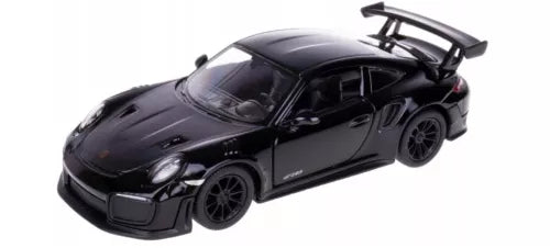 Black 1:36 scale diecast Porsche 911 GT2 RS model car with doors open