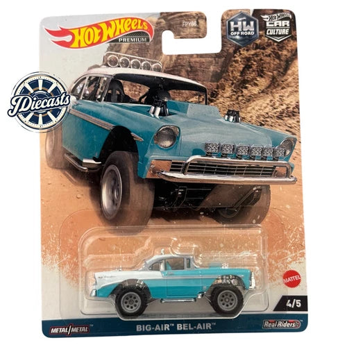 Hot Wheels 1:64 diecast Big-Air Bel-Air teal car with chrome grille