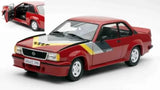 1:18 scale red Opel Ascona 400 diecast coupe with yellow black racing stripe