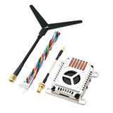 FPV video transmitter module with 1.2G antenna, multicolor wiring, and control PCB