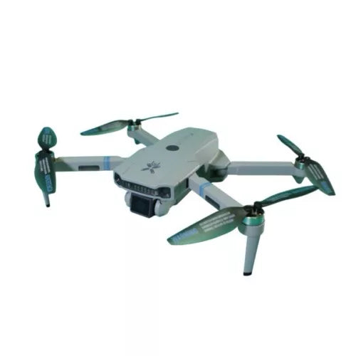 Foldable quadcopter drone with HD camera, four propellers and landing legs