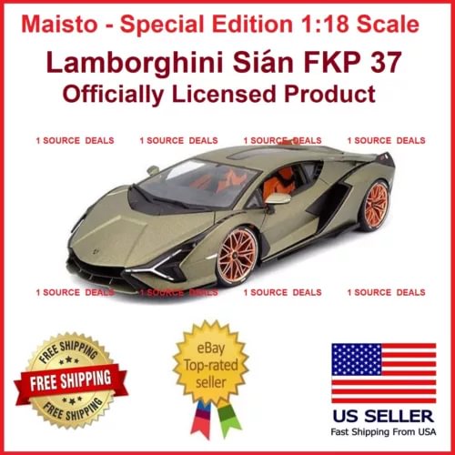 Maisto Lamborghini Sián FKP 37 1:18 die-cast model car, metallic green with orange interior