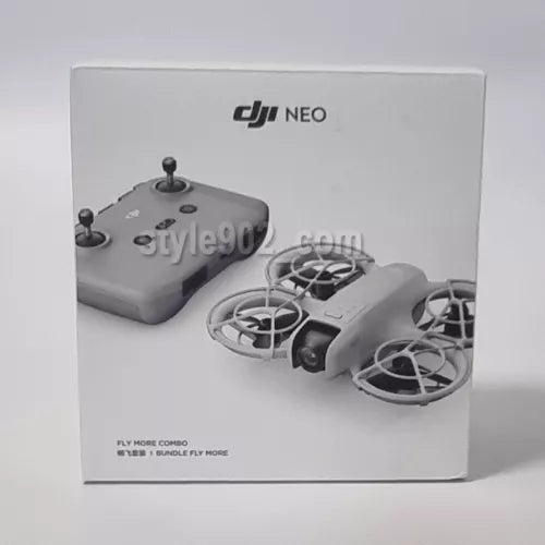 DJI Neo Fly More Combo box showing compact drone with propellers and controller