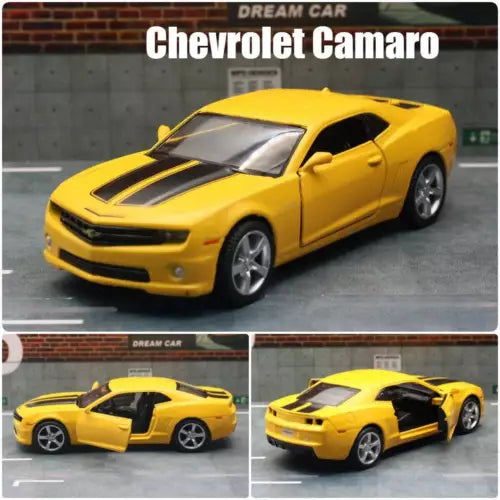 Yellow Chevrolet Camaro diecast model car with alloy wheels